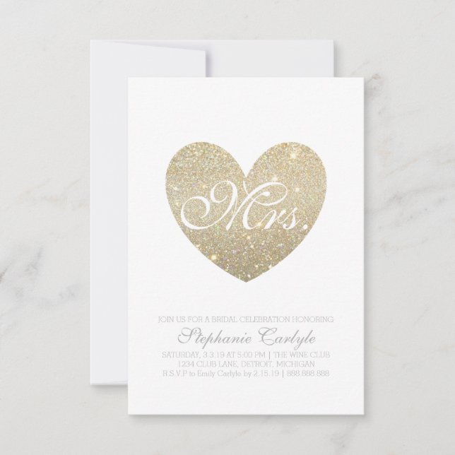Bridal Shower Invite | Heart Fab Mrs. script (Front)