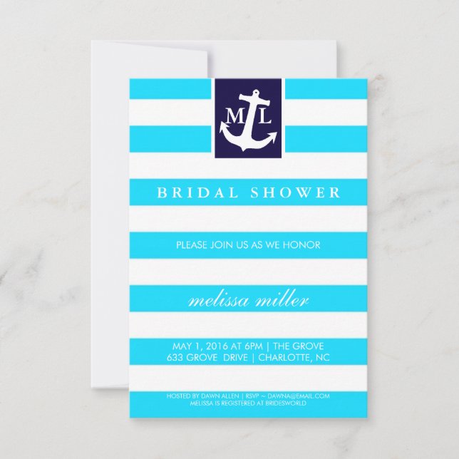 Bridal Shower Invite - Nautical Initials (Front)
