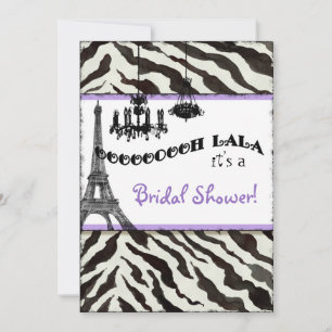 Bridal Shower Invite Zebra, Eiffel Tower