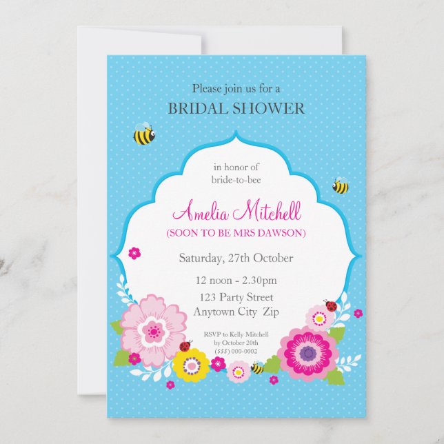 BRIDAL SHOWER INVITES :: garden flowers 4 (Front)