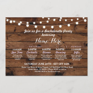 Bridal Shower Itinerary Bachelorette Rustic Lights Invitation