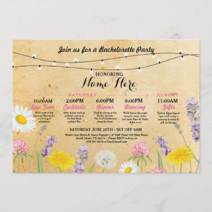Bridal Shower Itinerary Bachelorette Wild Flowers Invitation
