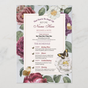 Bridal Shower Itinerary Bloom Floral Butterfly Program