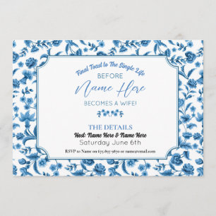 Bridal Shower Itinerary Chintz Blue & White Floral Program