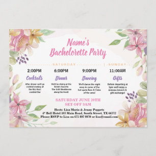 Bridal Shower Itinerary Flowers Floral Watercolor Invitation
