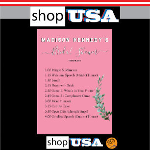 Bridal Shower Itinerary Plan  Fun Fab Eucalyptus Invitation