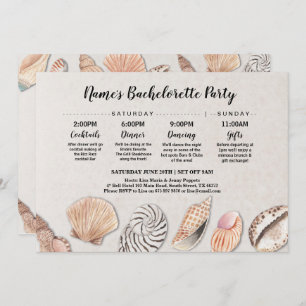 Bridal Shower Itinerary Shells Ocean Beach Wedding Invitation