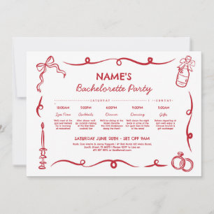 Bridal Shower Itinerary Whimsical Hand Drawn Invitation