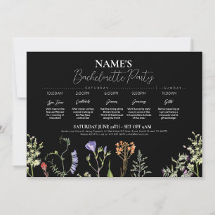 Bridal Shower Itinerary Wildflowers Floral Dark Invitation