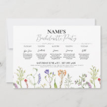 Bridal Shower Itinerary Wildflowers Floral