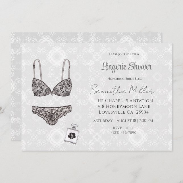 Bridal Shower Lacy Lingerie     Invitation (Front/Back)