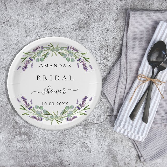Bridal shower lavender eucalyptus greenery paper plate (Creator Uploaded)