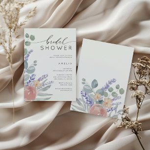 Bridal Shower Lavender & Eucalyptus Watercolor  Invitation