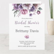 Bridal Shower Lavender Floral Invitation 