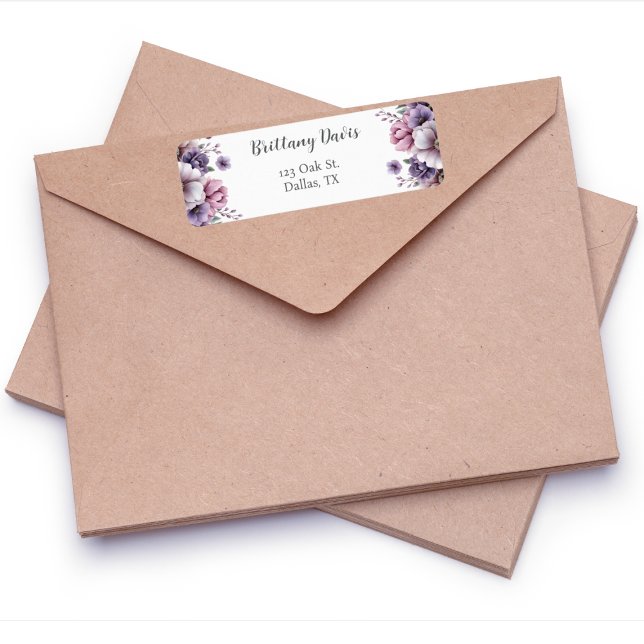 Bridal Shower Lavender Floral Return Address  Label (Creator Uploaded)