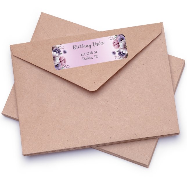 Bridal Shower Lavender Floral Return Address  Label (Creator Uploaded)