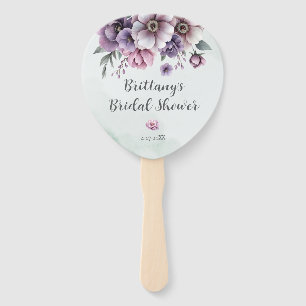 Bridal Shower Lavender & Green Floral Hand Fan