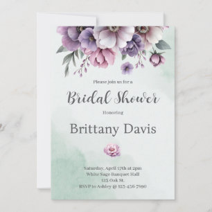 Bridal Shower Lavender & Green Floral Invitation