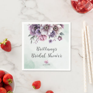 Bridal Shower Lavender & Green Floral Napkin