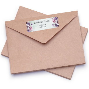 Bridal Shower Lavender & Green Floral Return Address Label