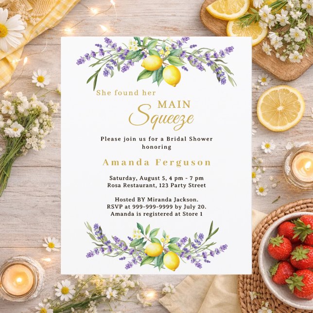 Bridal Shower lavender lemons squeeze invitation (Creator Uploaded)