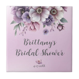 Bridal Shower Lavender Watercolor Floral Ceramic Tile