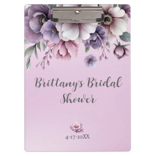 Bridal Shower Lavender Watercolor Floral Clipboard