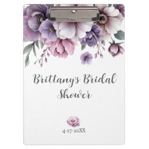 Bridal Shower Lavender Watercolor Floral Clipboard