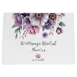 Bridal Shower Lavender Watercolor Floral Gift Bag