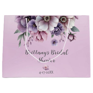 Bridal Shower Lavender Watercolor Floral Gift Bag
