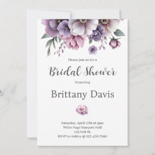 Bridal Shower Lavender Watercolor Floral Invitation