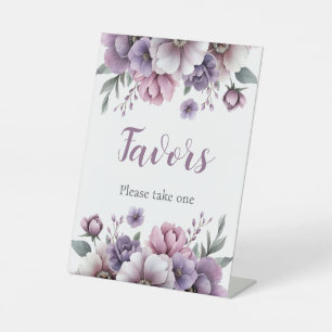 Bridal Shower Lavender Watercolor Floral Pedestal Sign