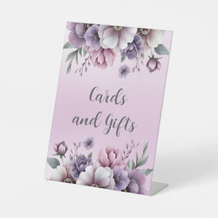 Bridal Shower Lavender Watercolor Floral Pedestal Sign