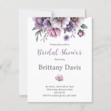 Bridal Shower Lavender Watercolor Floral 