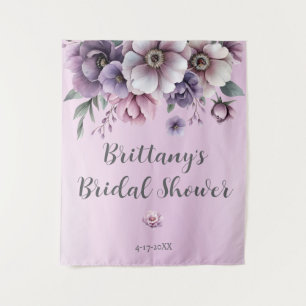 Bridal Shower Lavender Watercolor Floral Tapestry