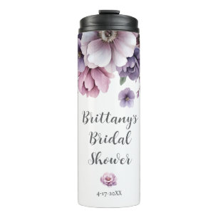 Bridal Shower Lavender Watercolor Floral Thermal Tumbler