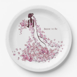 Bridal Shower Lavender Wedding Dress Paper Plate