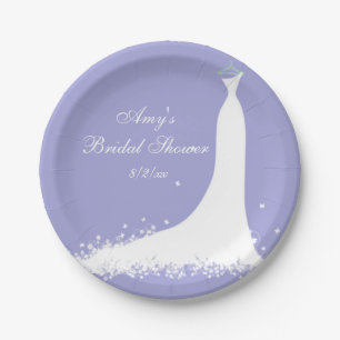 Bridal Shower, Lavender, White Butterflies Paper Plate