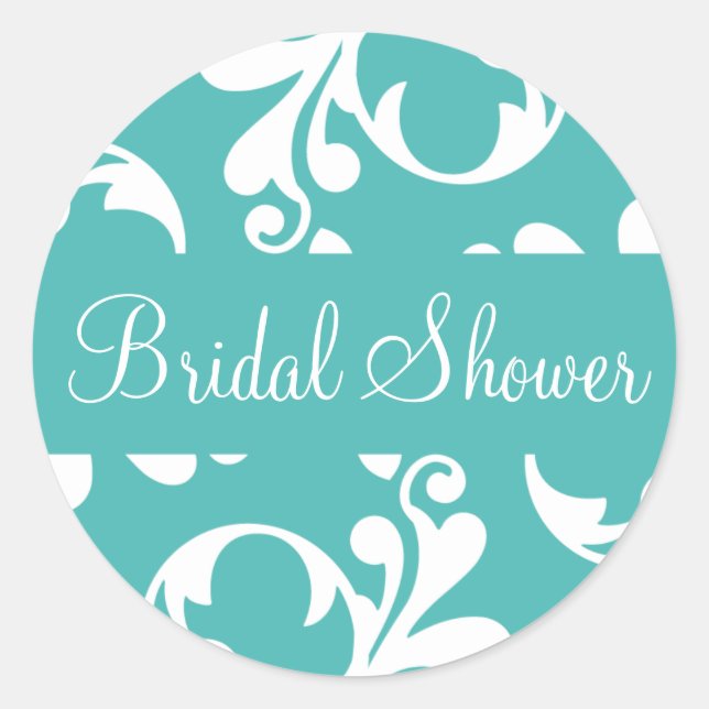Bridal Shower Leaf Flourish Envelope Sticker Seal (Front)