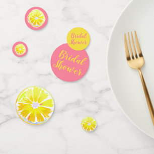 Bridal Shower Lemon Watercolor Pink Confetti