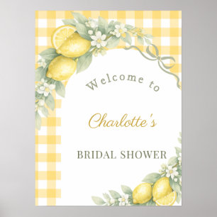 Bridal Shower lemons gingham bow welcome Poster