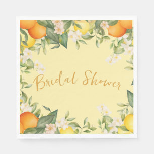Bridal Shower Lemons Oranges Citrus Floral Napkin
