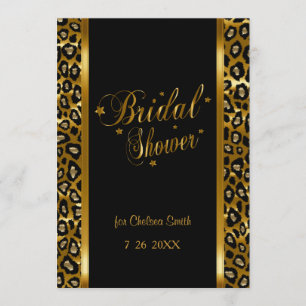 Bridal Shower - Leopard Print With Gold Lettering Invitation