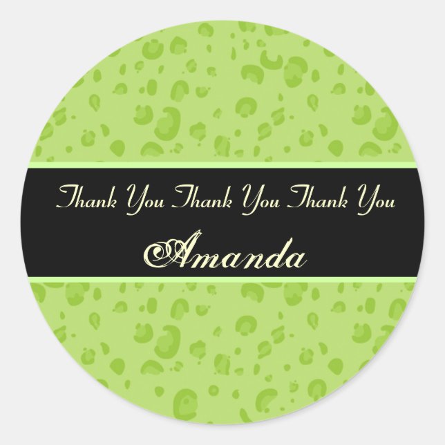 Bridal Shower Lime Green Leopard Confetti Classic Round Sticker (Front)