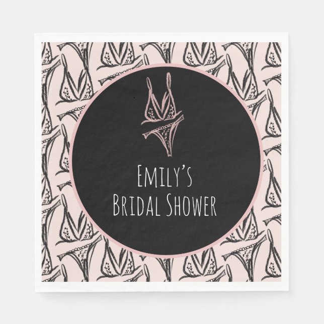 Bridal Shower Lingerie Party Pink Pattern   Napkin (Front)
