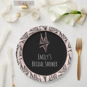 Bridal Shower Lingerie Party Pink Pattern   Paper Plate