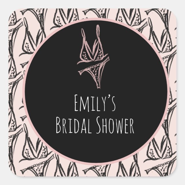 Bridal Shower Lingerie Party Pink Pattern    Square Sticker (Front)