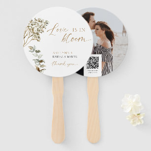 Bridal Shower Love Is in Bloom QR Code Boho Hand Fan