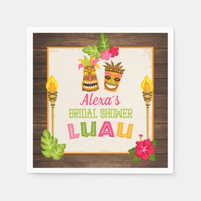 Bridal Shower Luau Paper Napkins (Front)