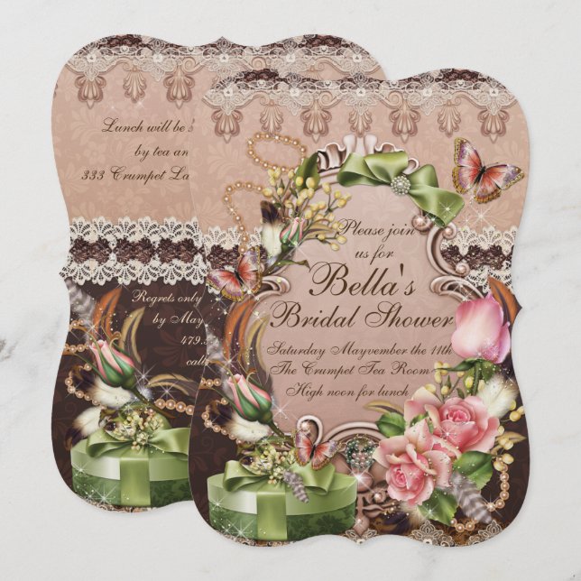 Bridal Shower Luncheon Party Invitations (Front/Back)